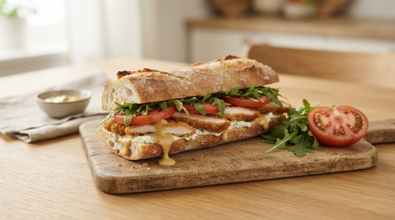 Stokbrood met kip en Rucola