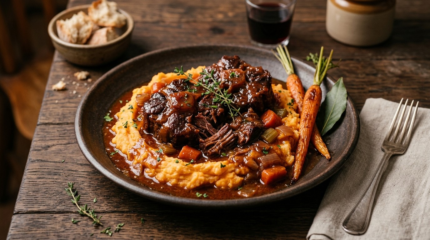 Stoofpotje van Ossenstaart met Wortelpuree recept Stoofpotje van Ossenstaart met Wortelpuree recept