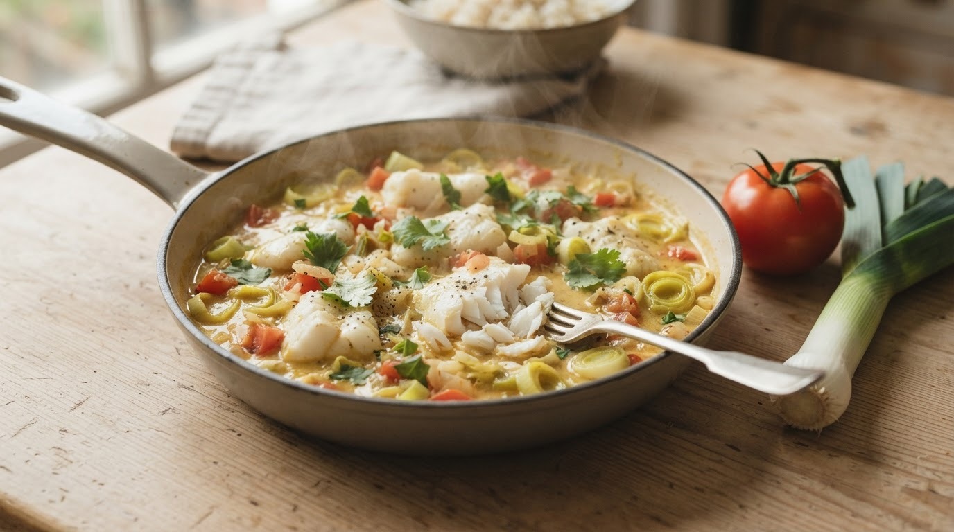 Stoofschotel met Koolvis en Kerrie recept Stoofschotel met Koolvis en Kerrie recept