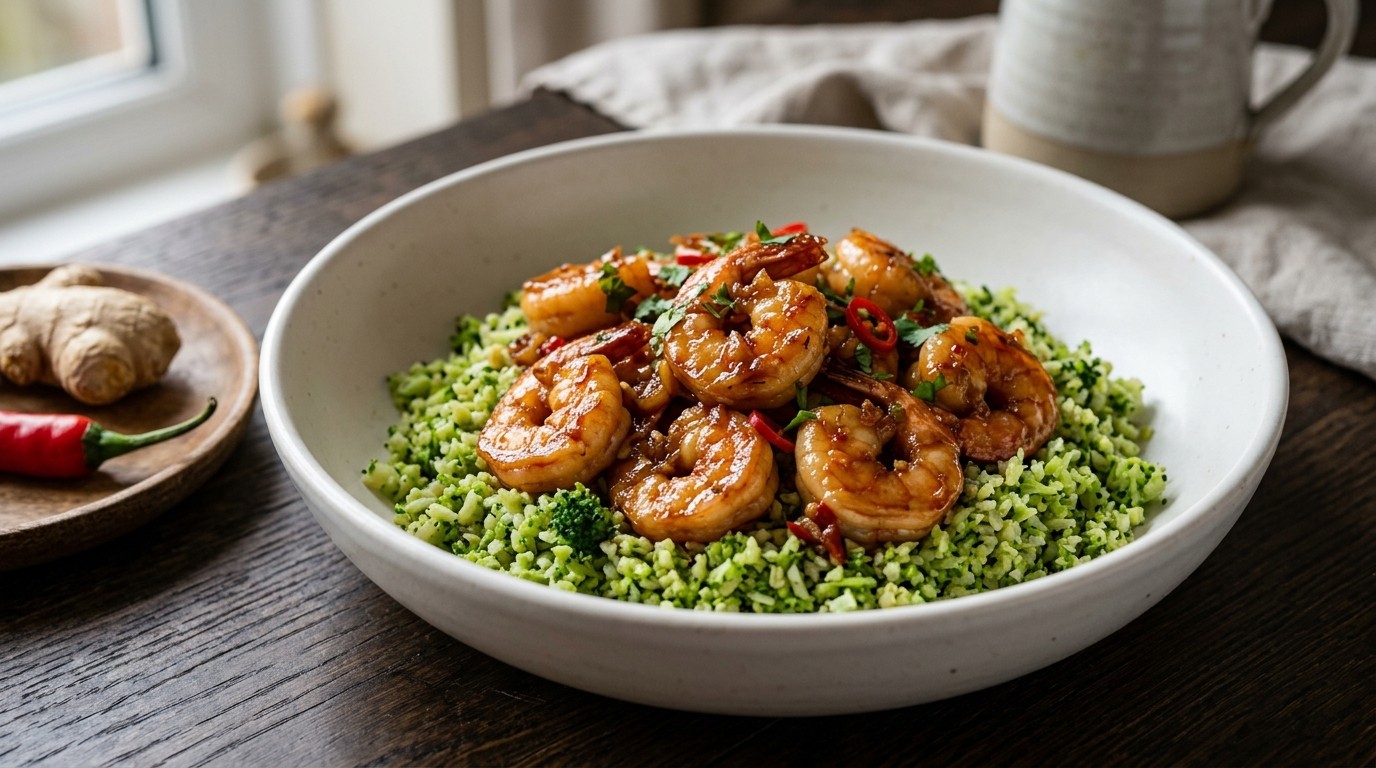 Suiker Gamba´s met Broccoli Rijst