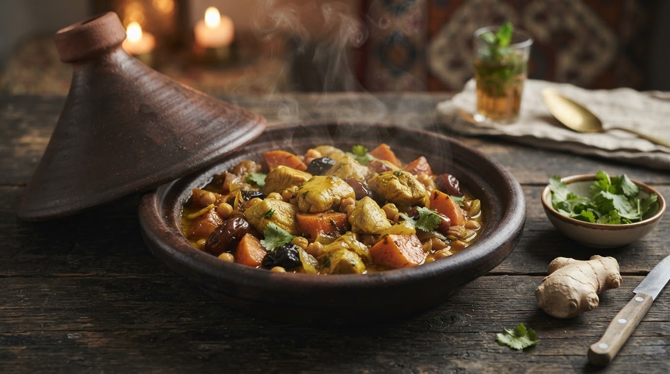 Tagine van Kalkoen met Zoete Aardappelen