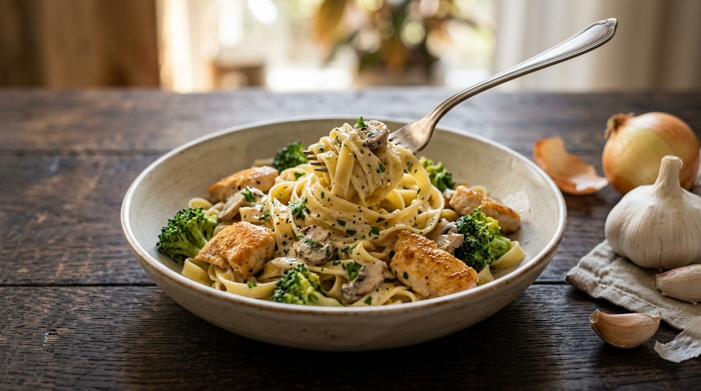 Tagliatelle met kip en Broccoli