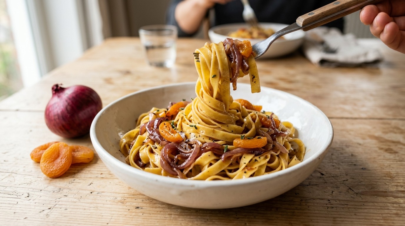 Tagliatelle met Rode ui