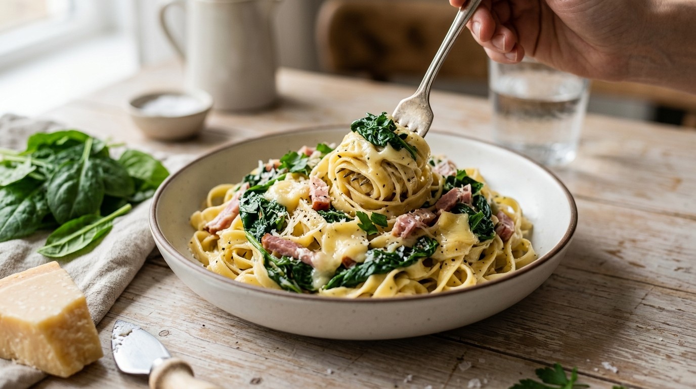 Tagliatelle met Spinazie en Kaas