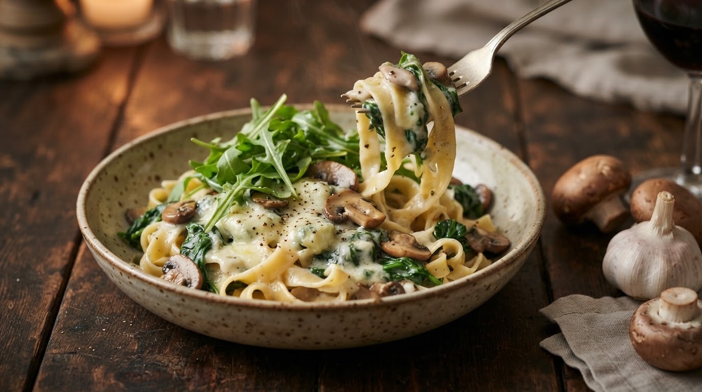 Tagliatelle met Spinazie, Rucola en Gorgonzola