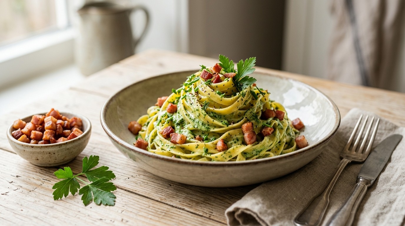 Tagliatelle met Tuinkruidensaus recept Tagliatelle met Tuinkruidensaus recept