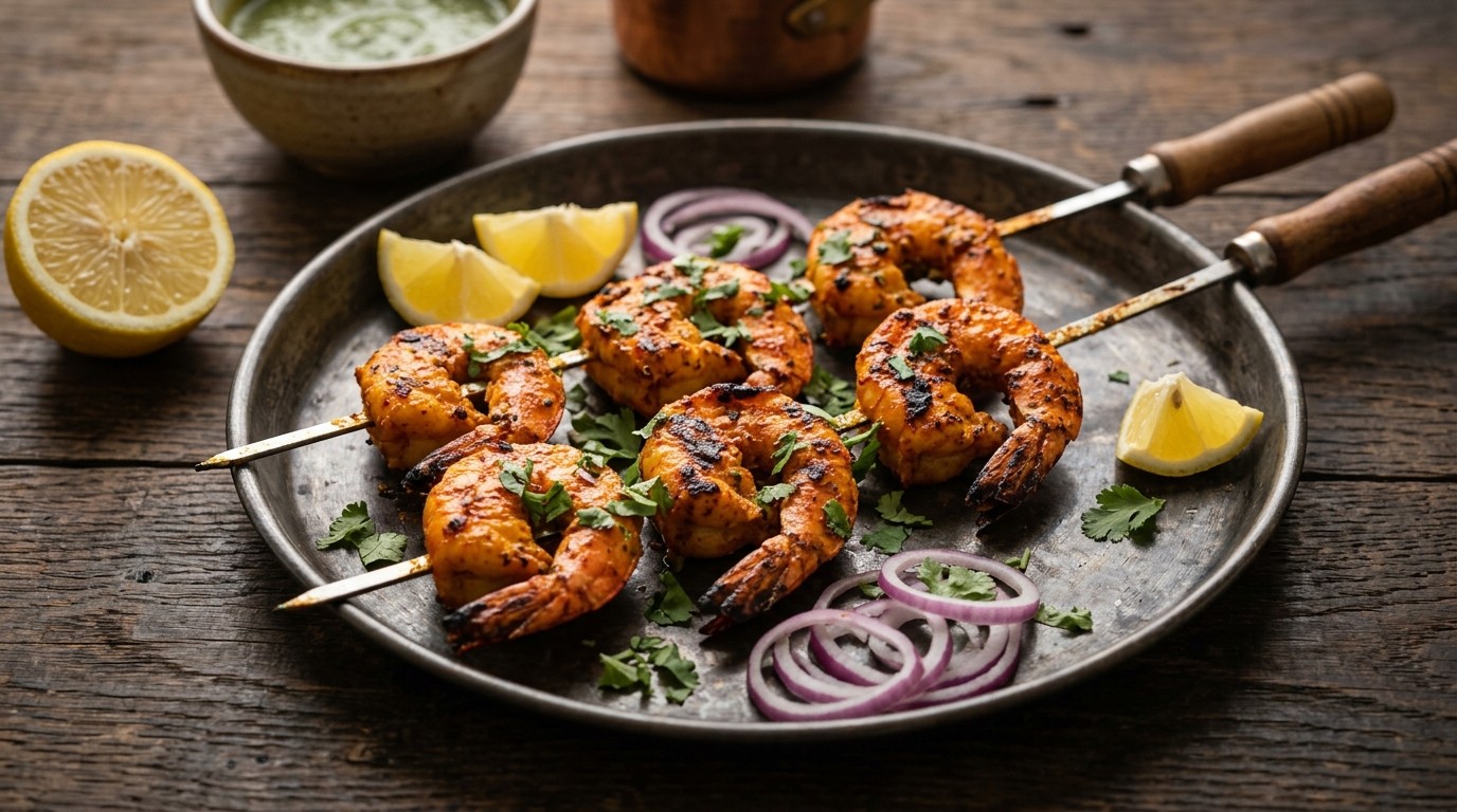 Tandoori Jhinga (geroosterde Steurgarnalen)