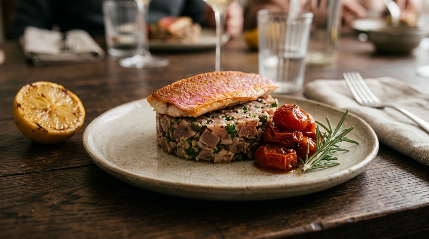 Tartaar van Tonijn en Rode Poon met Gekonfijte Tomaat recept Tartaar van Tonijn en Rode Poon met Gekonfijte Tomaat recept