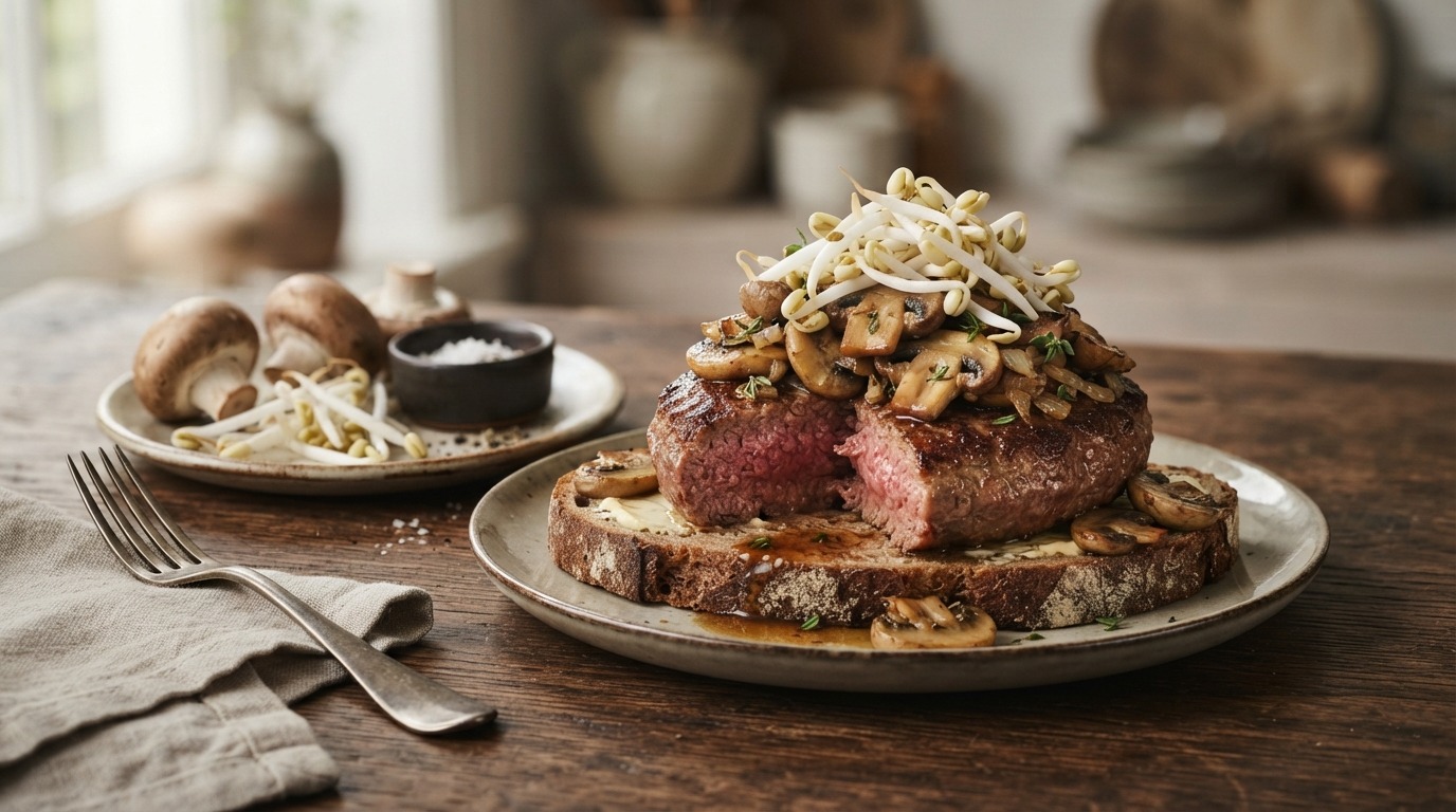 Tartaartje met Gebakken Champignons en Taugé
