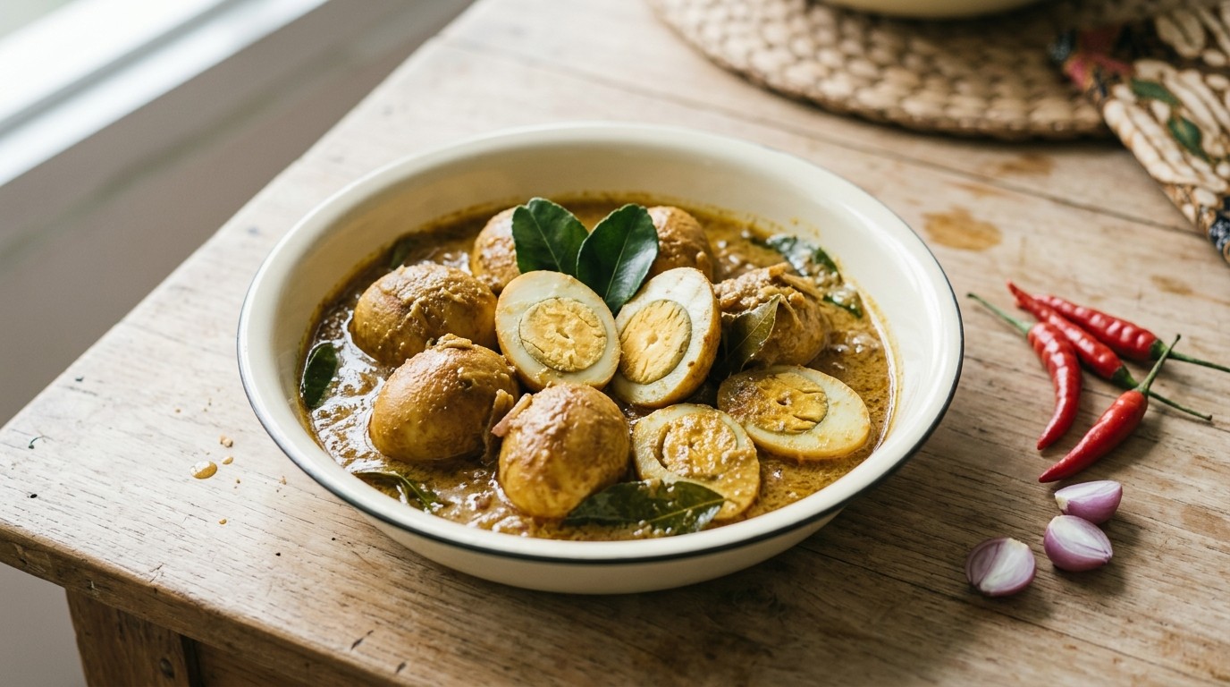 Telor Boemboe Kari (stevig Gekruide Eieren)