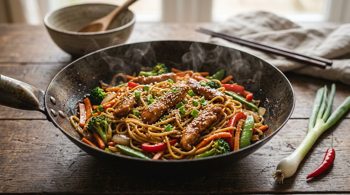 Teriyaki-kip Noedels