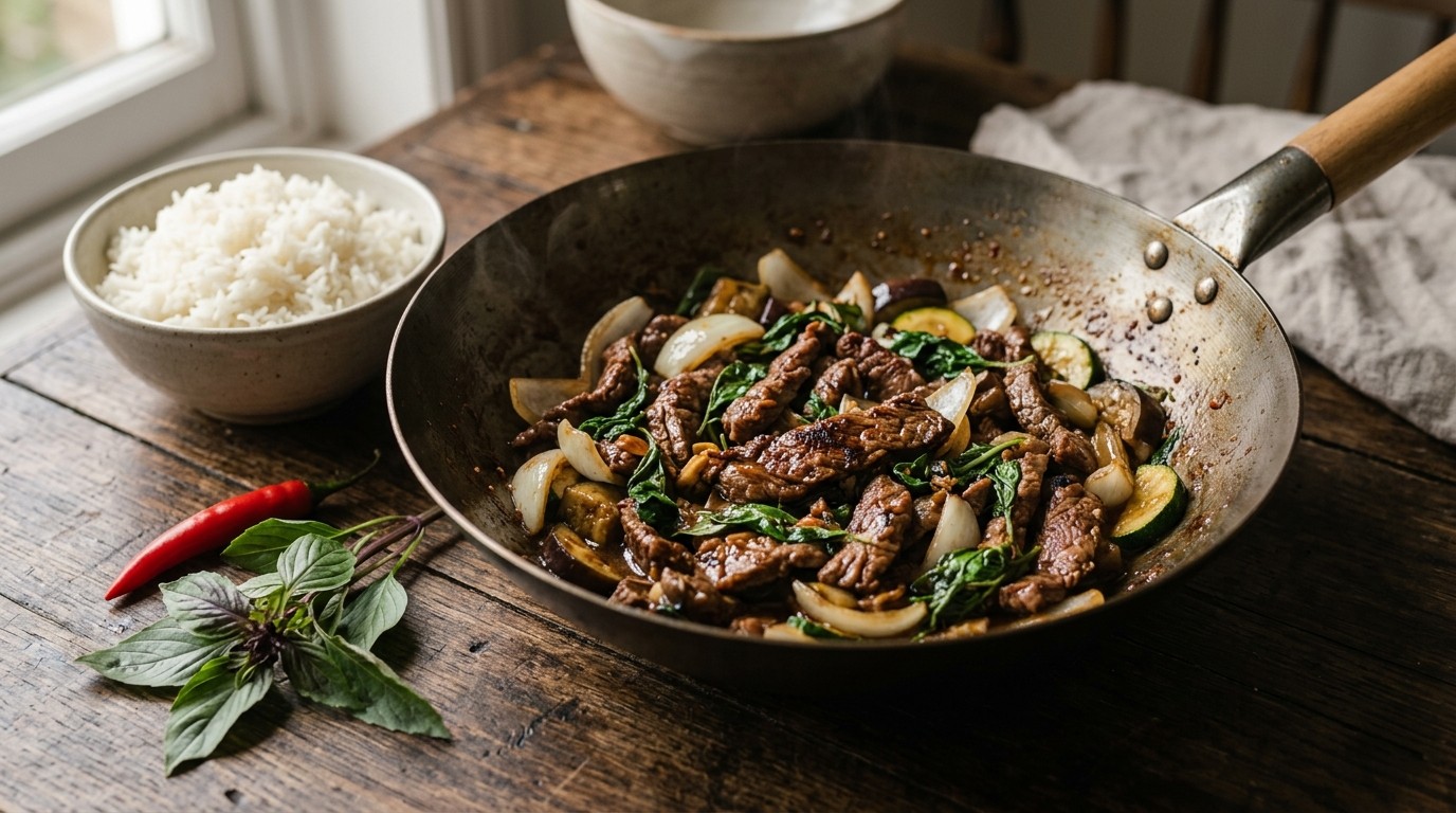 Thaise Basilicum Bief of kip