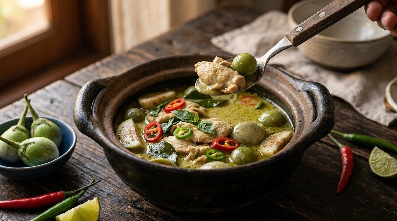 Thaise kip met Aubergines