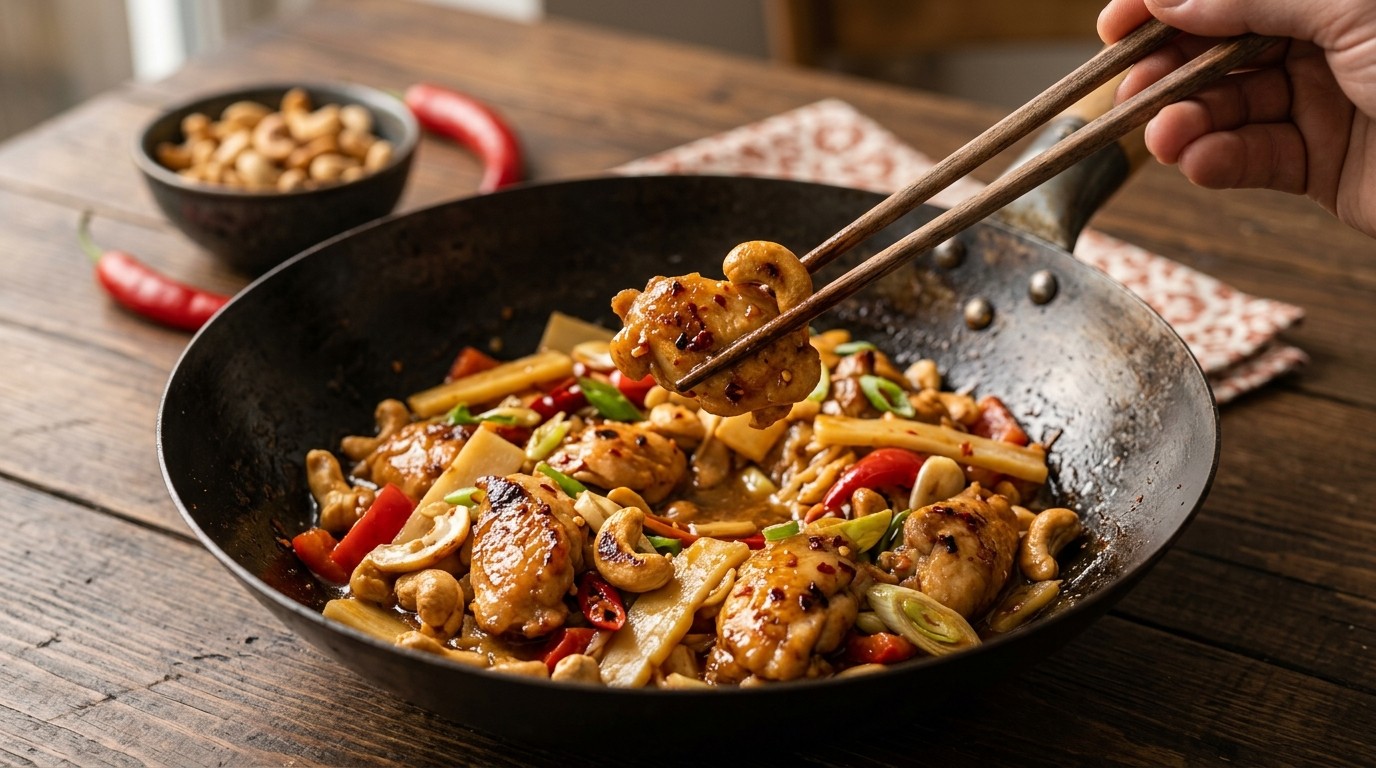 Thaise kip met Cashewnoten en Bamboespruiten
