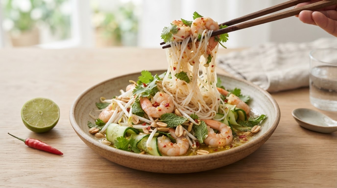 Thaise Noedelsalade met Garnalen
