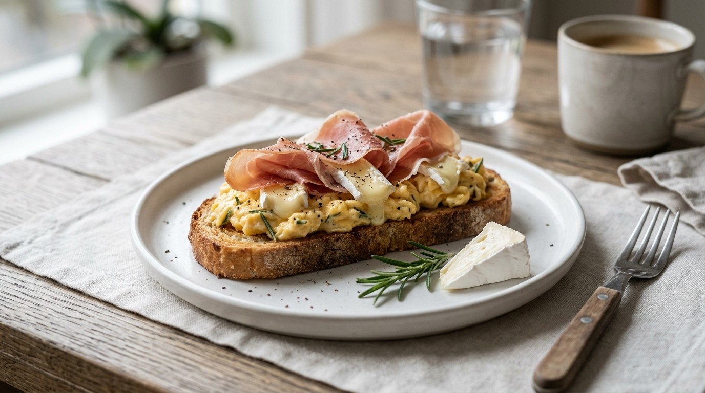 Toast met Parmaham, Roerei en Brie