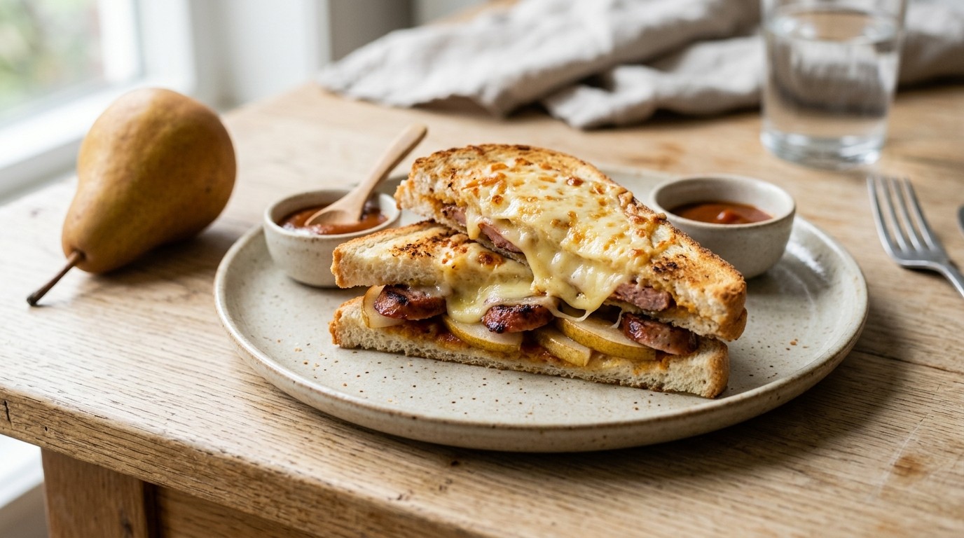Toast met Peer en Grillworst