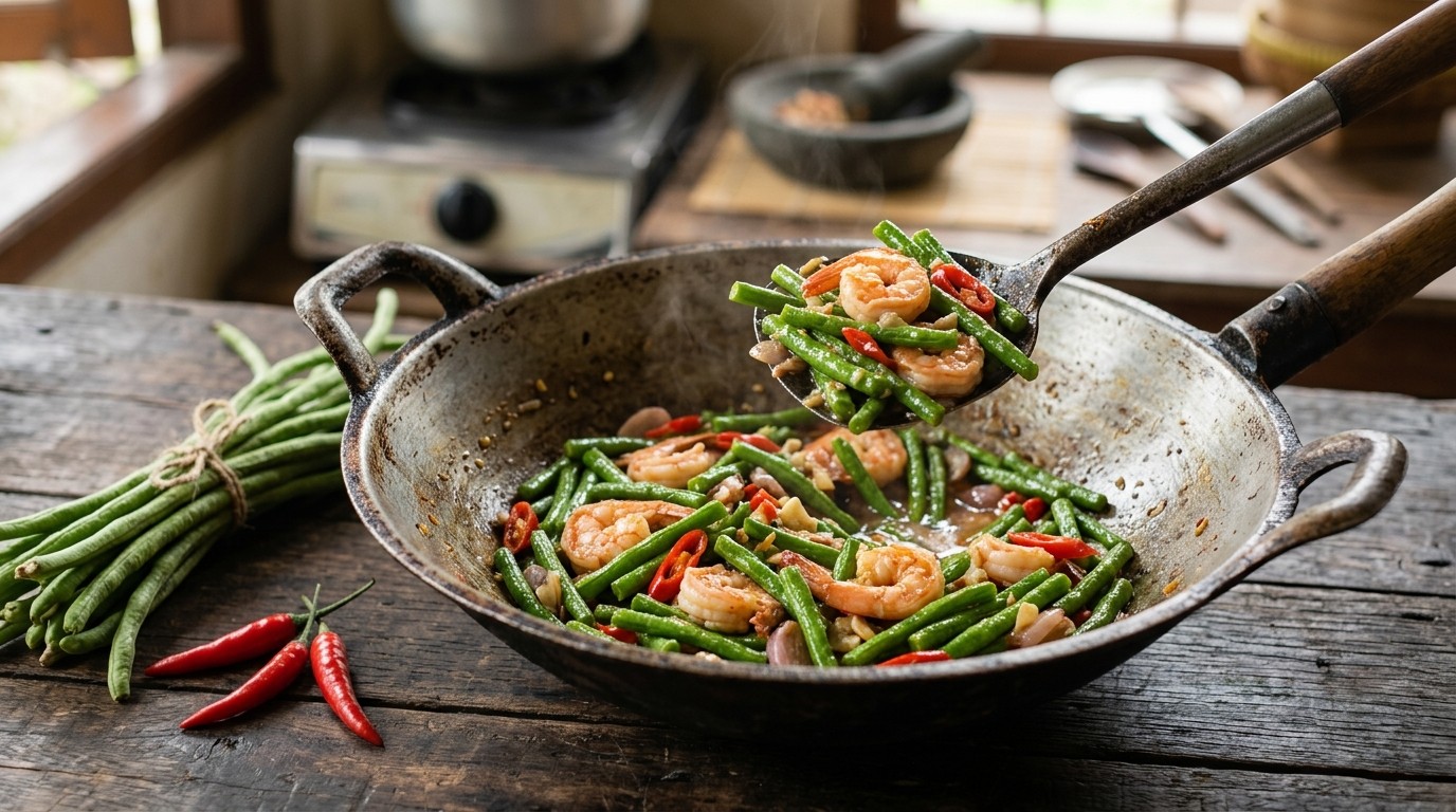 Toemis Kacang Panjang (kouseband met Garnalen)