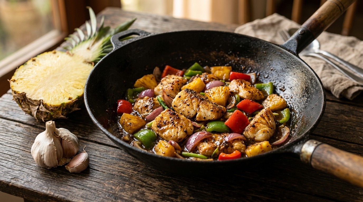 Toemis Kakap Lada Hitam (vis met Ananas en Paprika)