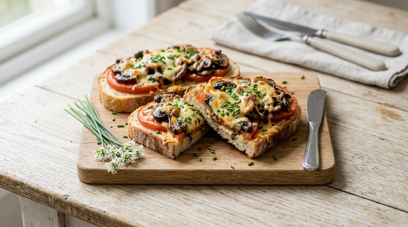 Tomaat-champignons-kaas Toast