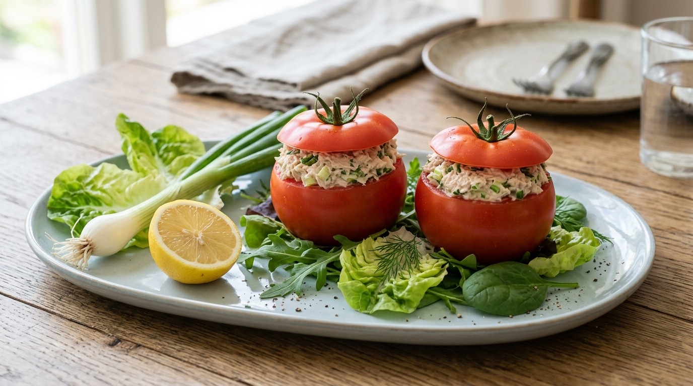 Tomaten Gevuld met Tonijnsalade recept Tomaten Gevuld met Tonijnsalade recept