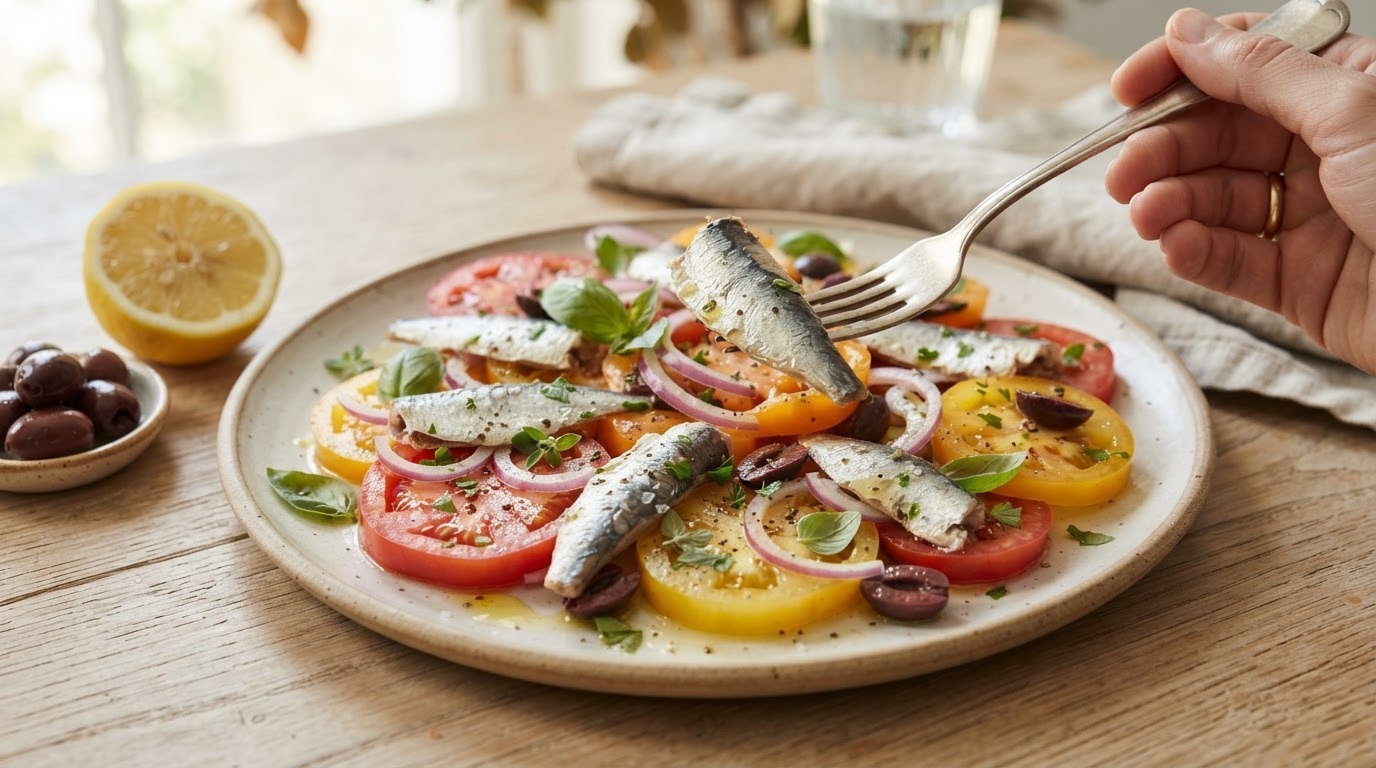 Tomatensalade met Sardientjes