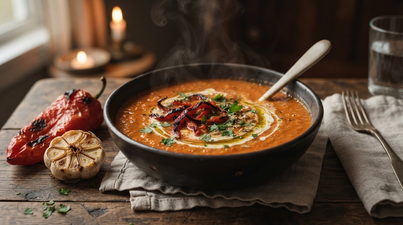 Tomatensoep met Geroosterde Paprika recept Tomatensoep met Geroosterde Paprika recept