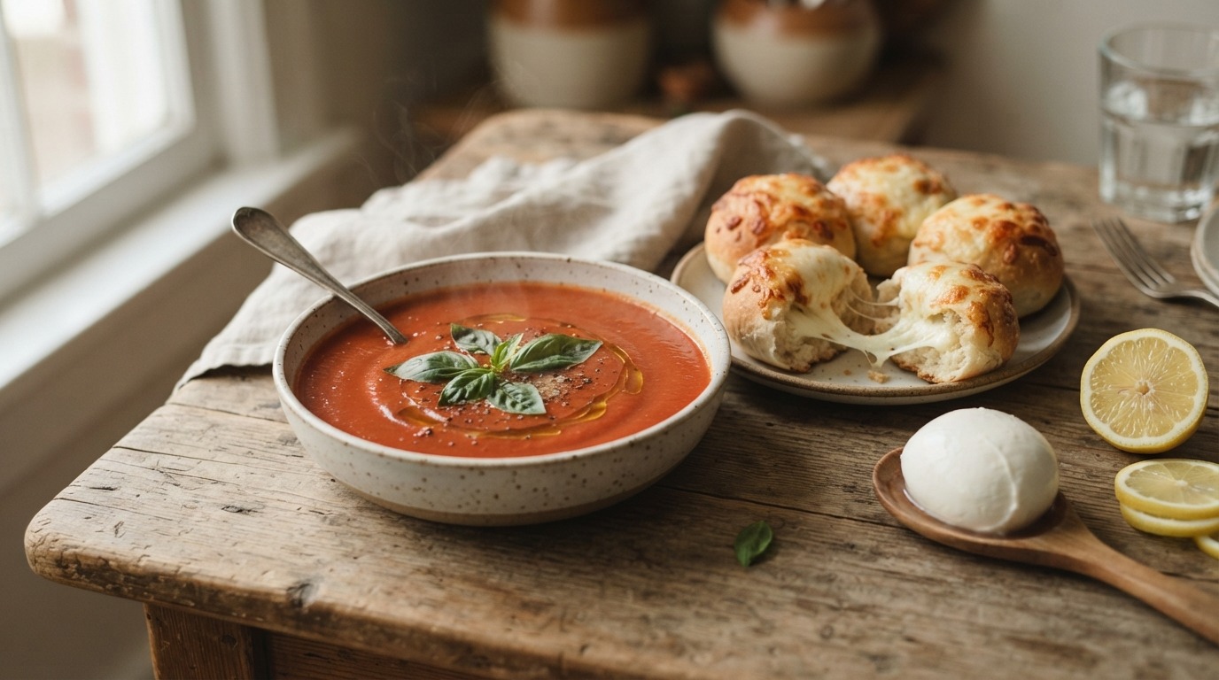 Tomatensoep met Kaasbroodjes