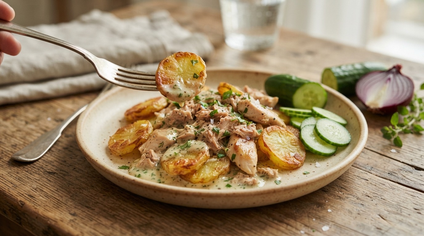 Tonijn, kip & Gebakken Aardappelen recept Tonijn, kip & Gebakken Aardappelen recept
