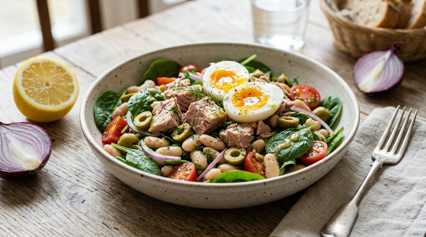 Tonijnsalade met Spinazie