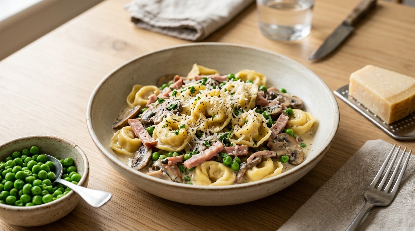 Tortellini met Champignons en ham