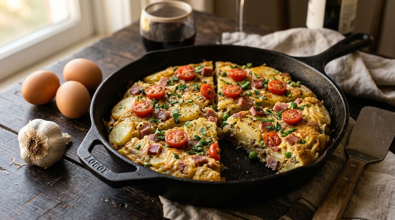 Tortilla met ham en Kerstomaatjes