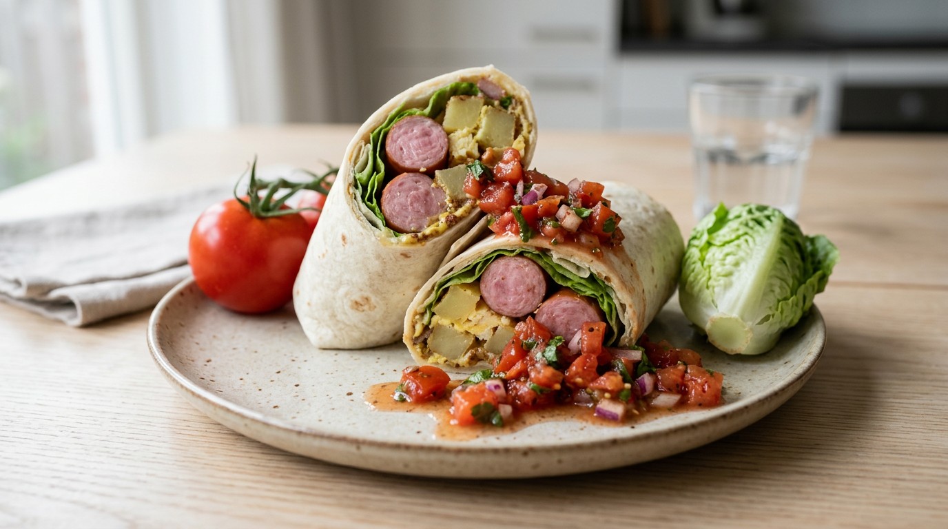 Tortilla met Rookworst en Tomatensalsa recept Tortilla met Rookworst en Tomatensalsa recept