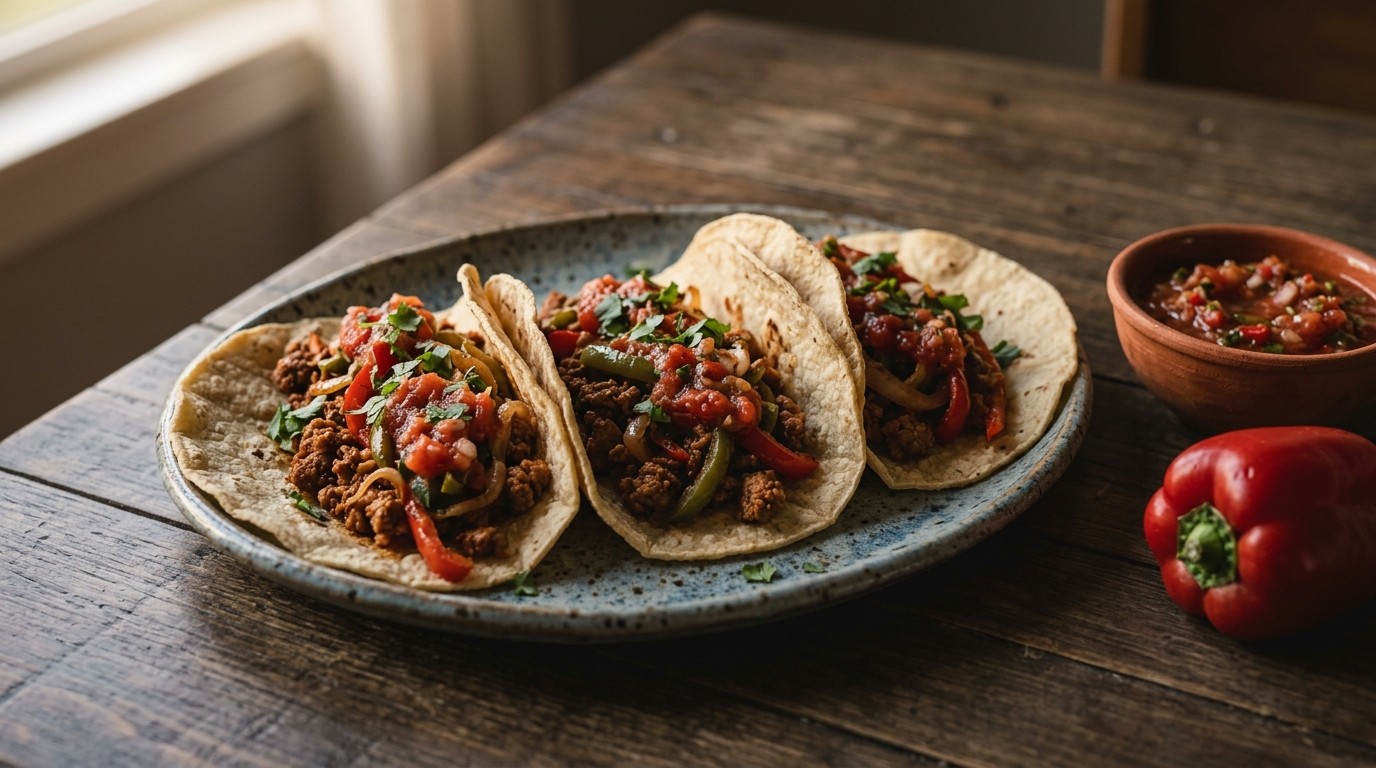 Tortilla met Salsasaus en Gehakt