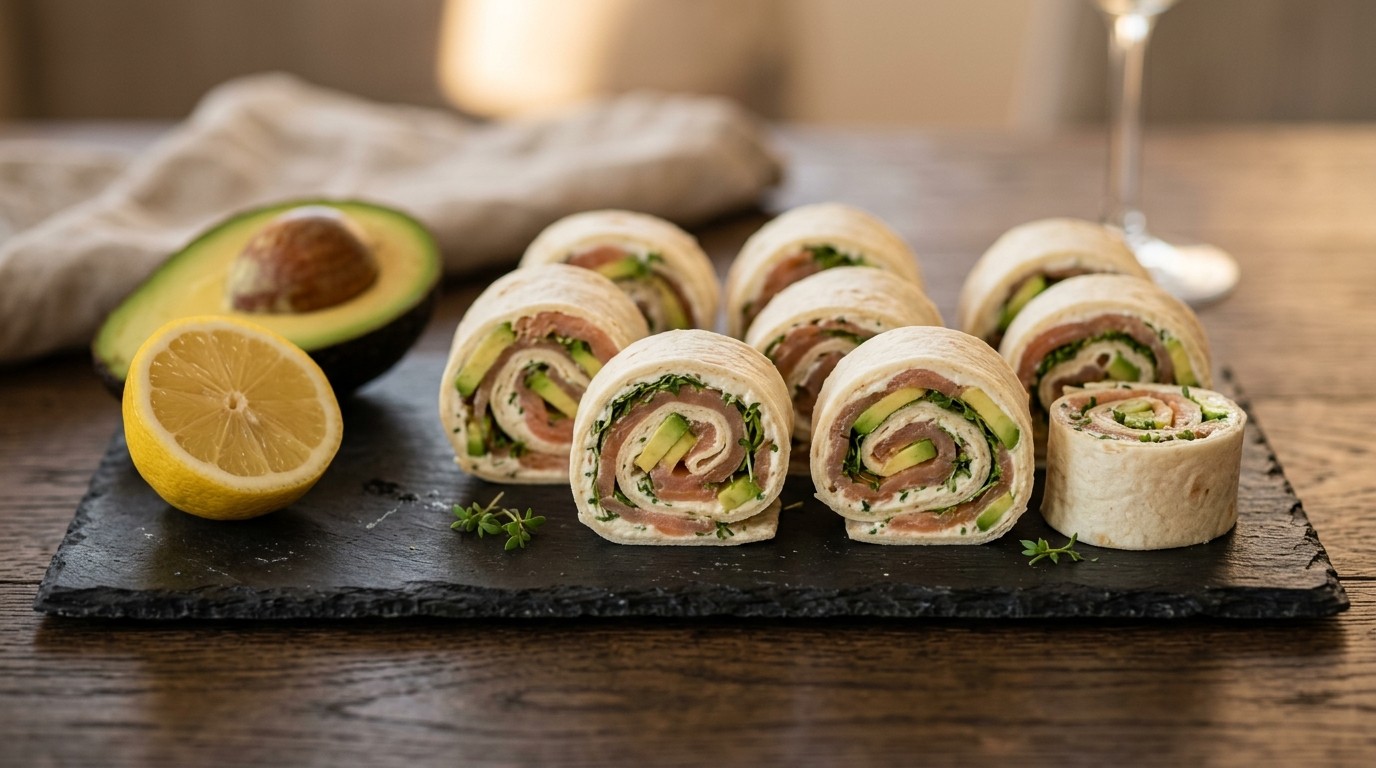 Tortillarolletjes met Gerookte Zalm en Avocado recept Tortillarolletjes met Gerookte Zalm en Avocado recept