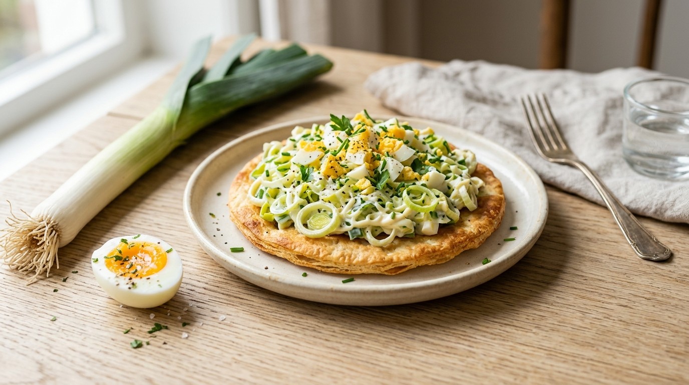 Tostada met Preisalade met ei