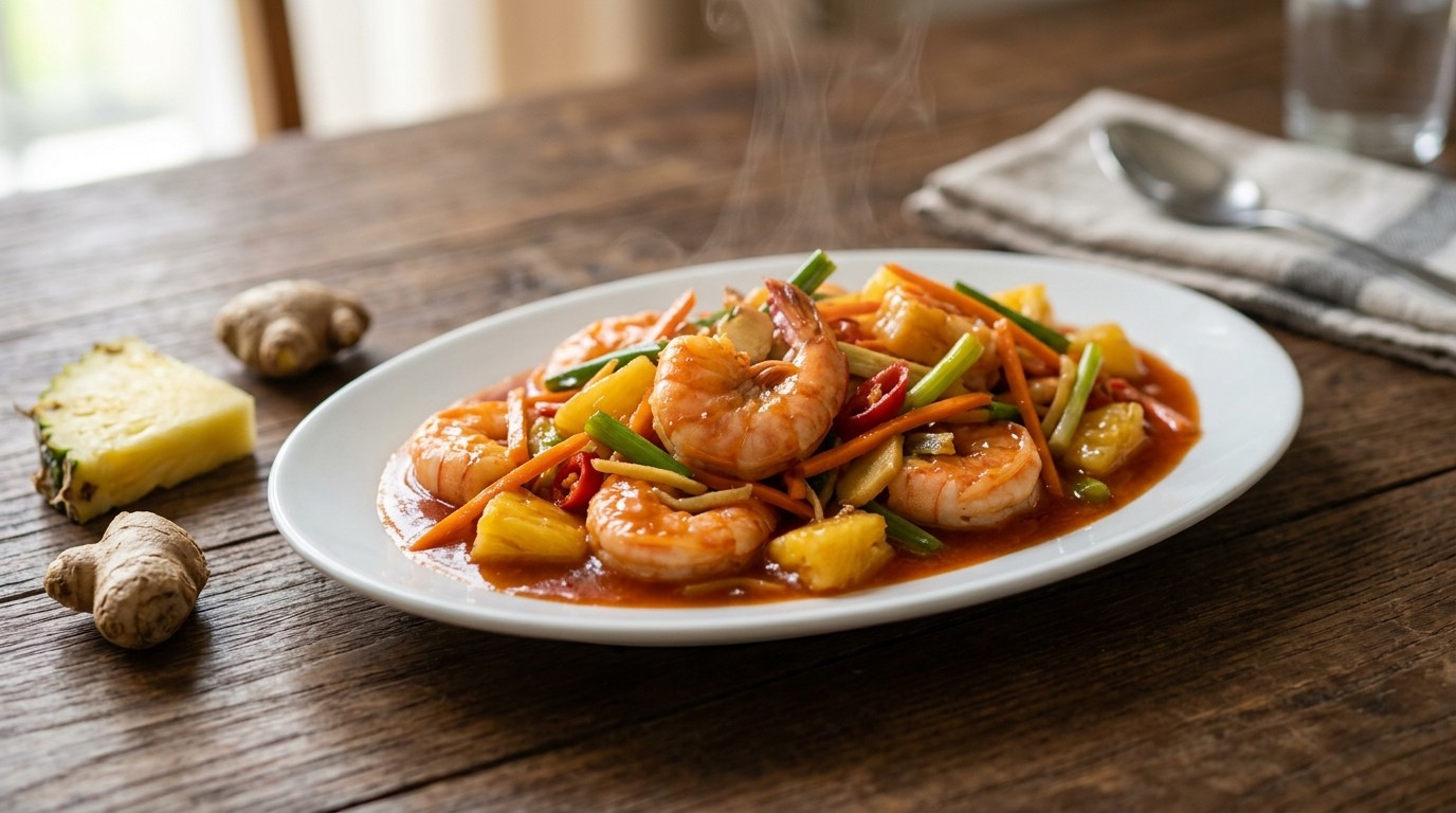 Udang Asem Manis (garnalen in Zoete Saus)
