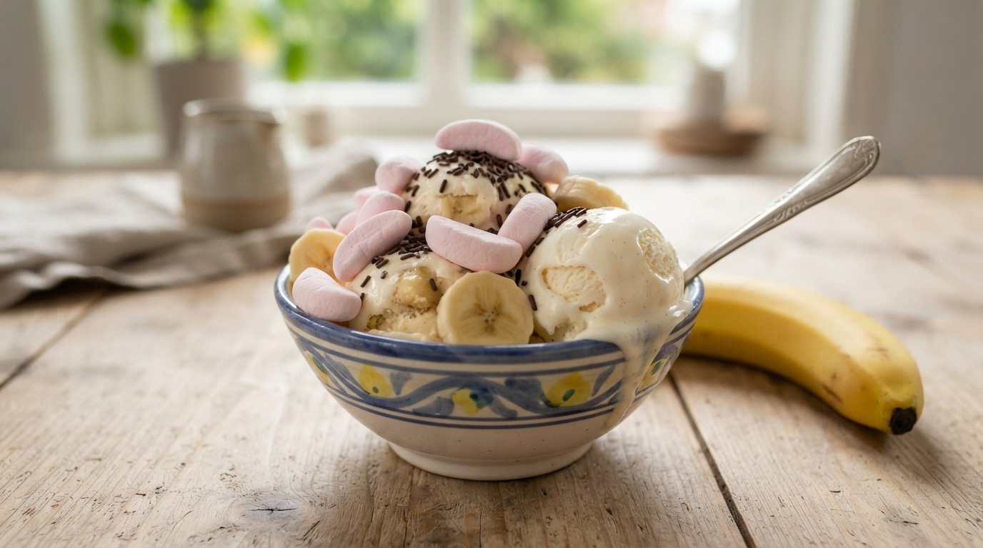 Vanilleijs met Schuimbanaantjes recept Vanilleijs met Schuimbanaantjes recept