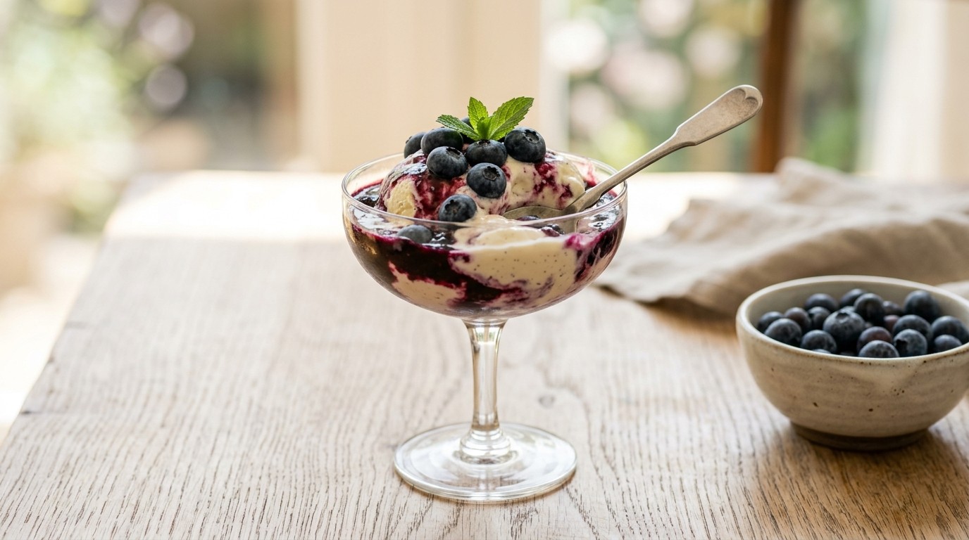 Vanillemascarpone met Bosbessen