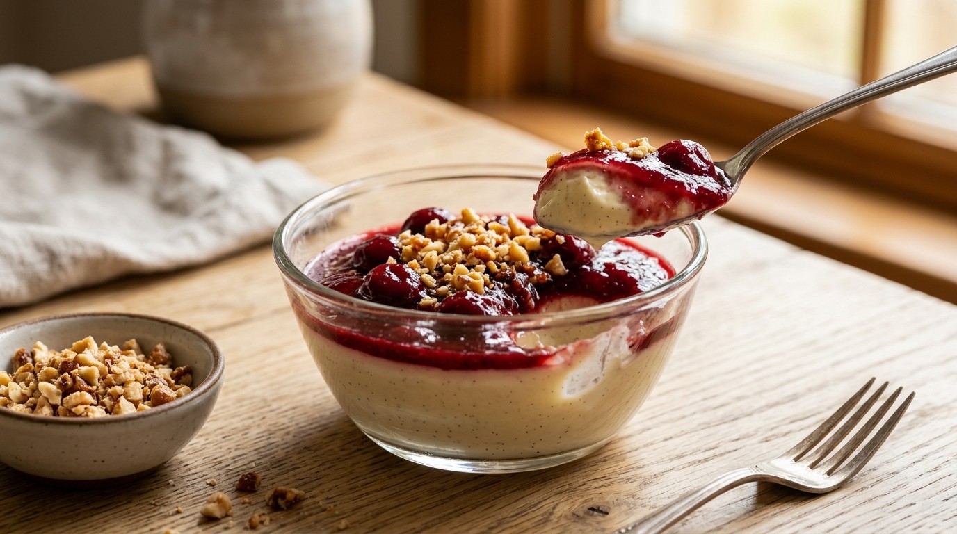 Vanillepudding met Kersenpuree