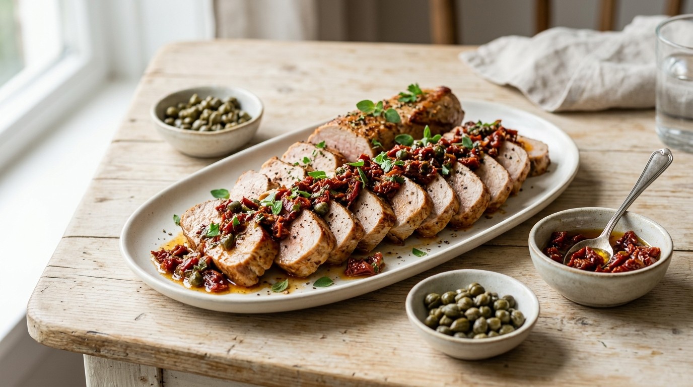 Varkensfilet met Gedroogde Tomatenvinaigrette