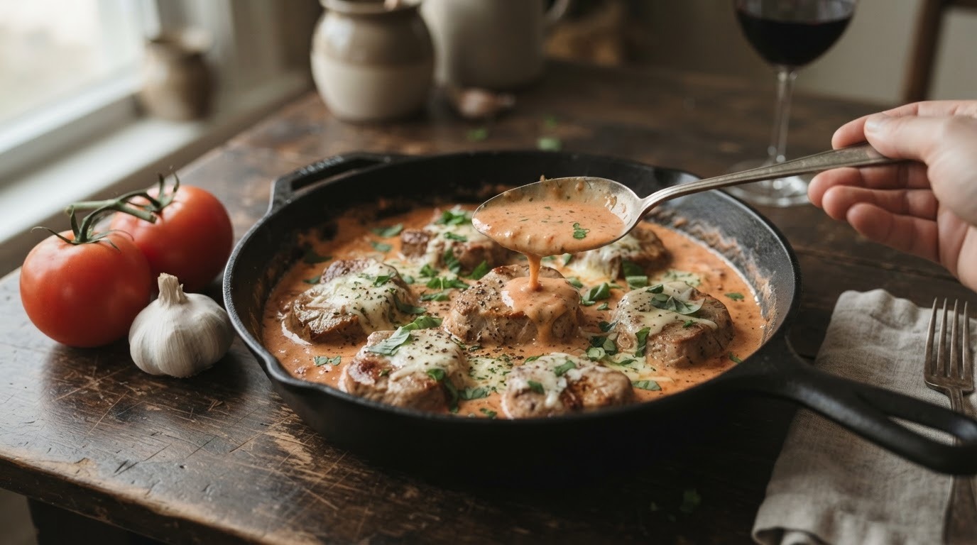 Varkenshaas met Boursin-tomatensaus