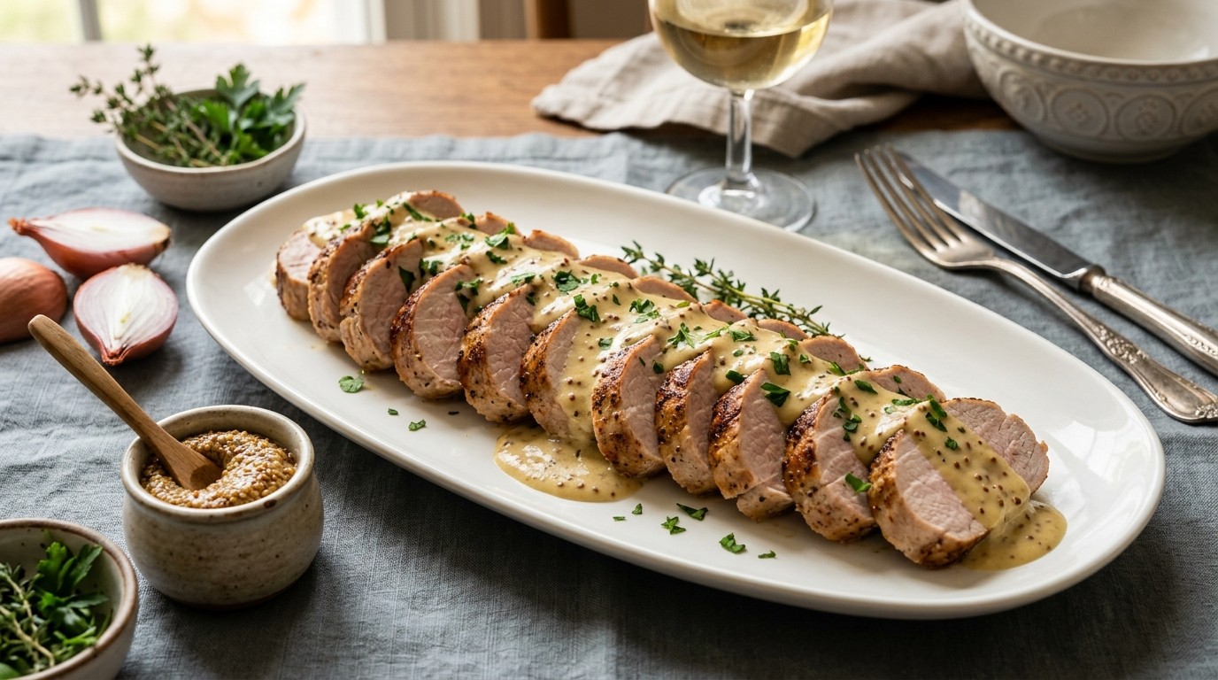 Varkenshaas met Mosterdsaus