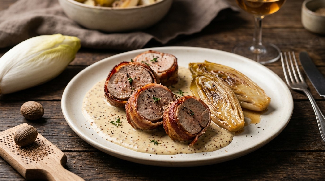 Varkenshaasstukjes met Mosterdsaus