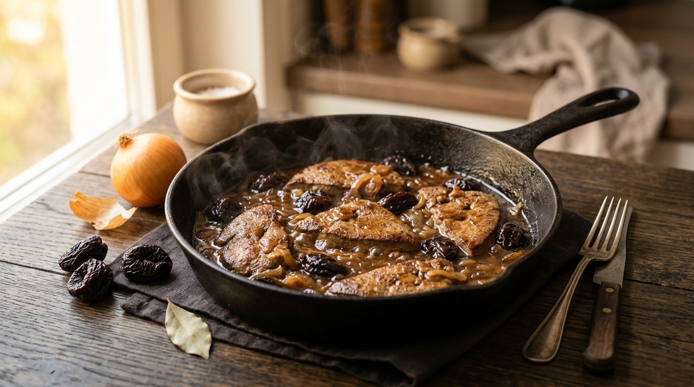 Varkenslever met Zwarte Pruimen
