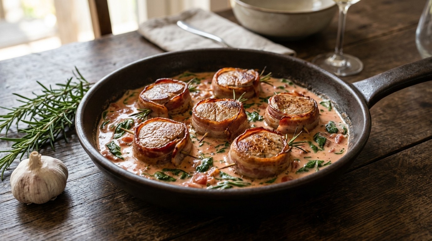 Varkensmedaillons in Spinazie-tomatenroom recept Varkensmedaillons in Spinazie-tomatenroom recept
