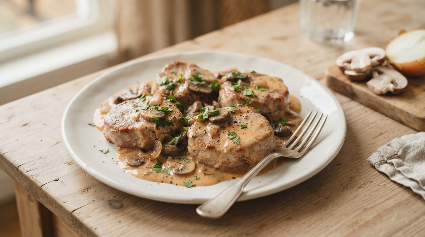 Varkensmedaillons met Champignonroomsaus