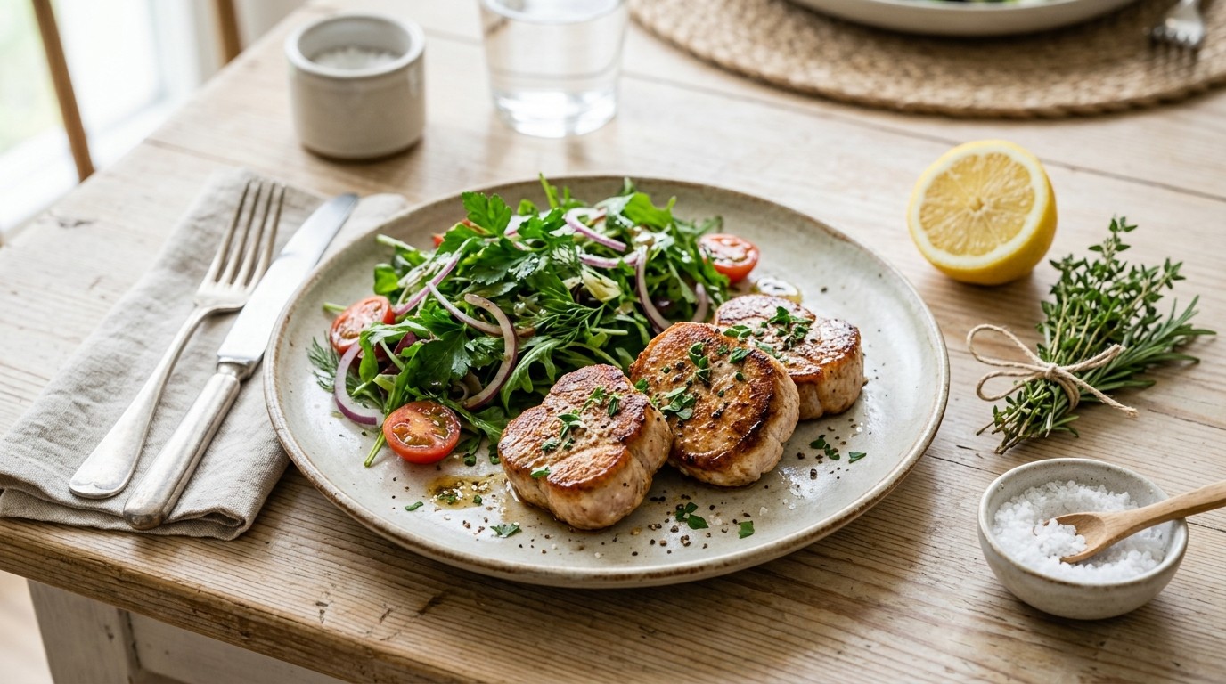 Varkensmedaillons met Kruidensalade recept Varkensmedaillons met Kruidensalade recept