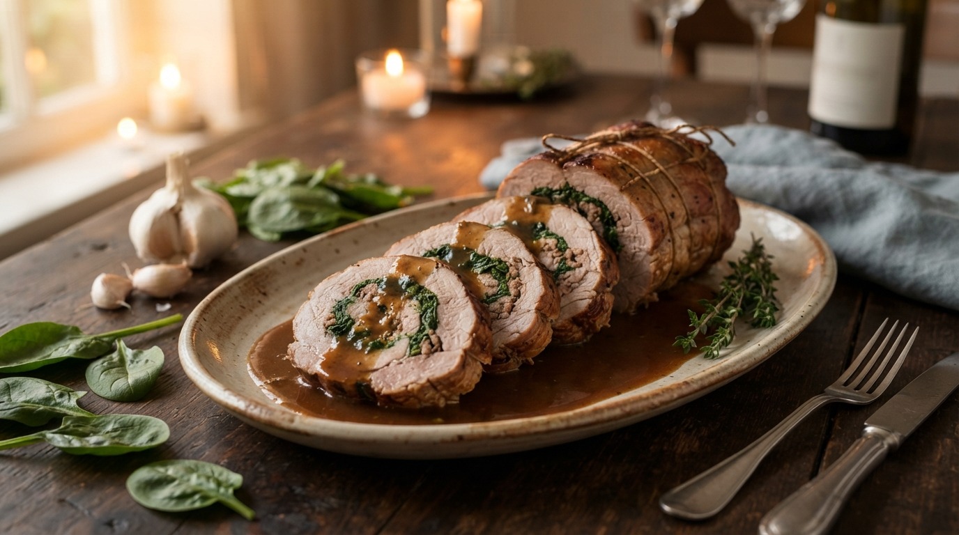 Varkensrollade met Spinazievulling recept Varkensrollade met Spinazievulling recept
