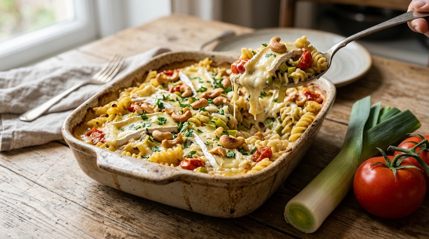 Vegetarische Pastaschotel met Brie